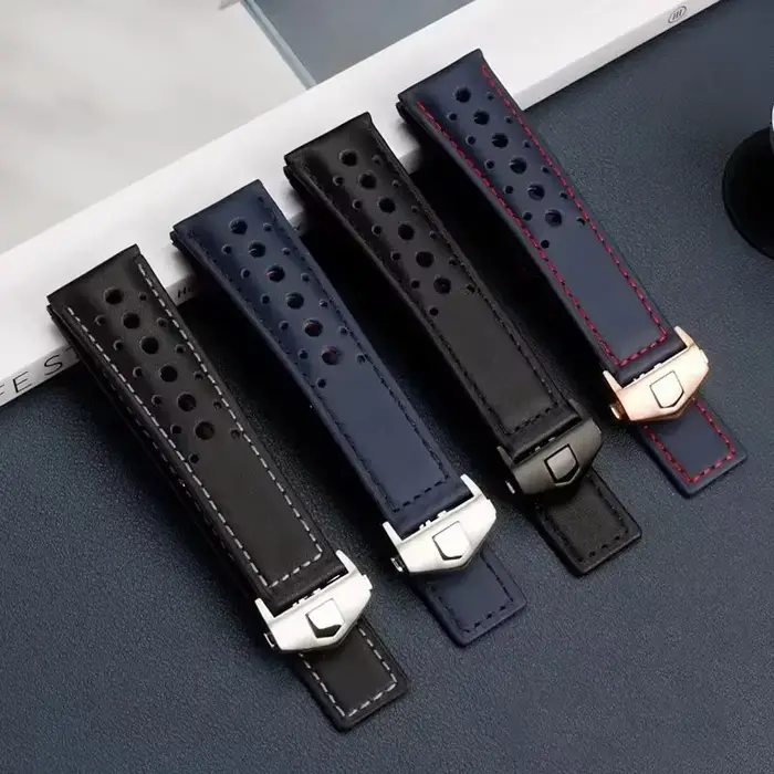 Bracelet de montre élégant en cuir véritable pour homme