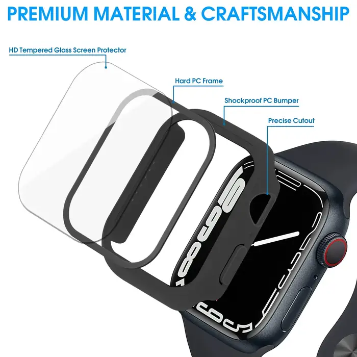 Verre trempé + couvercle pour Apple Watch série 10 9 8 7 6 5 4 SE