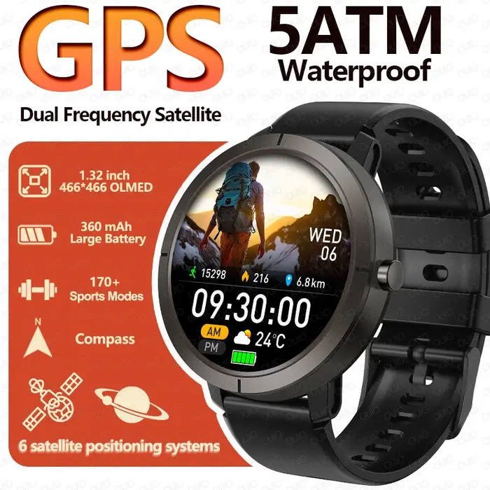 Montre connectée GPS 2026 AMOLED 1.32 HD avec appels Bluetooth