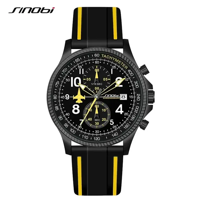 SINOBI nouveau sport chronographe hommes montres mode Design créatif étanche calendrier lumineux