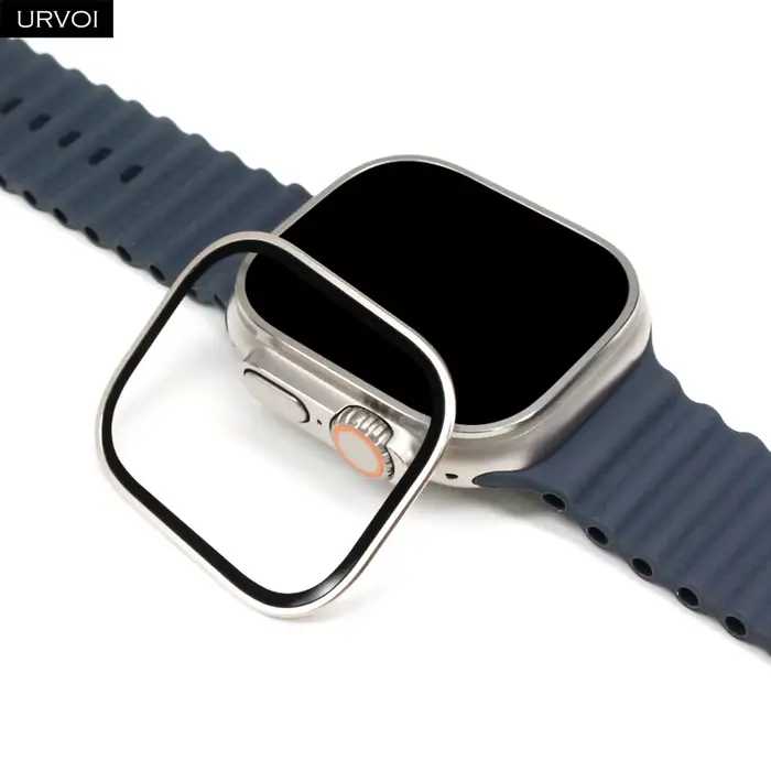 URVOI protecteur d'écran en verre trempé pour Apple Watch Ultra 3 49mm dur incurvé clair 3D pour iWatch cadre métallique lentille accessoires
