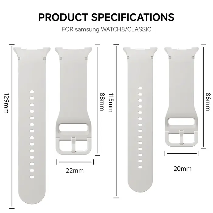 1:1 Bracelet de Sport pour Samsung Galaxy watch 8 44mm 40mm 8 classique 46mm poignet ceinture de remplacement