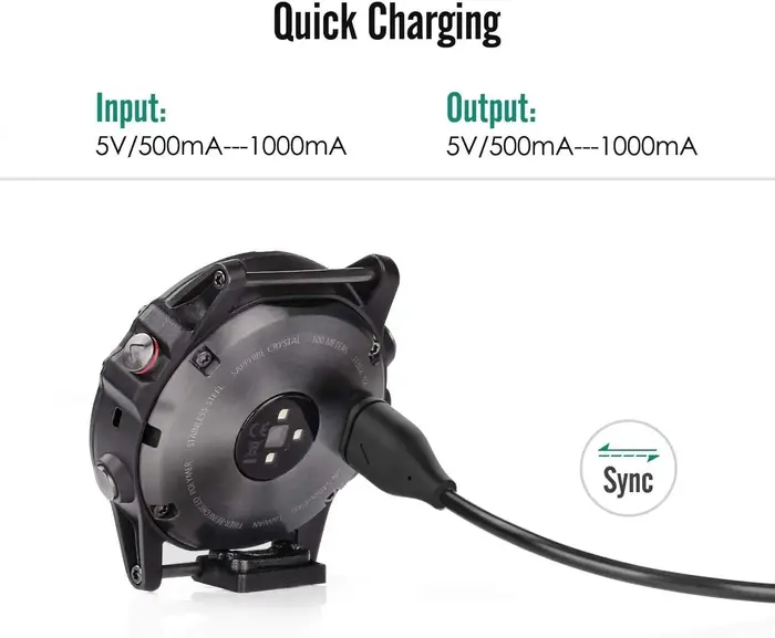 Câble de chargeur de remplacement pour montre connectée Garmin Fenix 8 7 7S 7X Pro 6 6S 6X Pro 5 5s 5X Plus USB-C