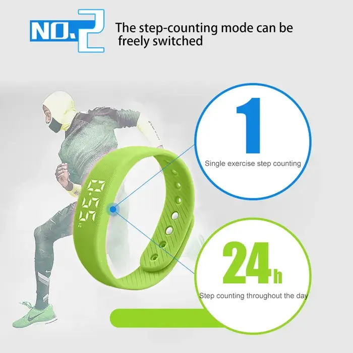 Bracelet intelligent LED numérique étanche horloge intelligente Smartband avec podomètre en cours d'exécution moniteur