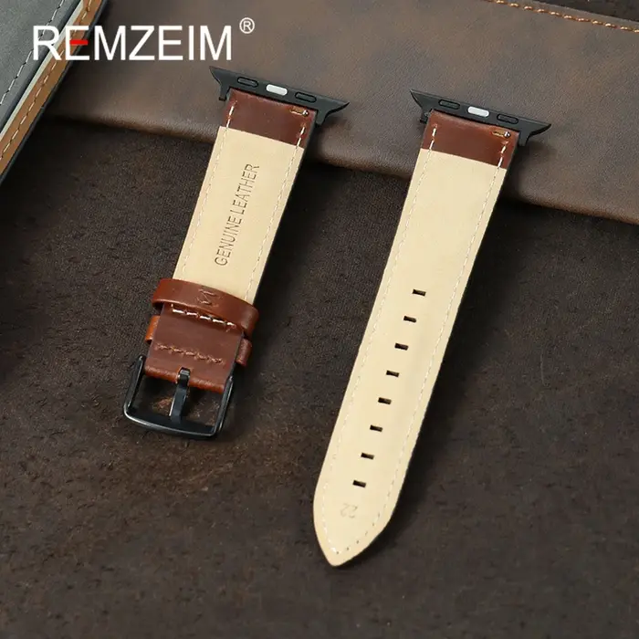 Bracelet en cuir marron noir pour Apple Watch 38/40/41/42/44/45/46/49mm