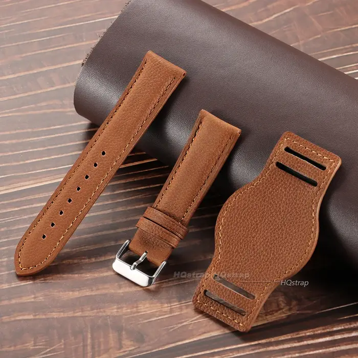 Bracelet de montre en cuir véritable 18mm 20mm 22mm avec tapis