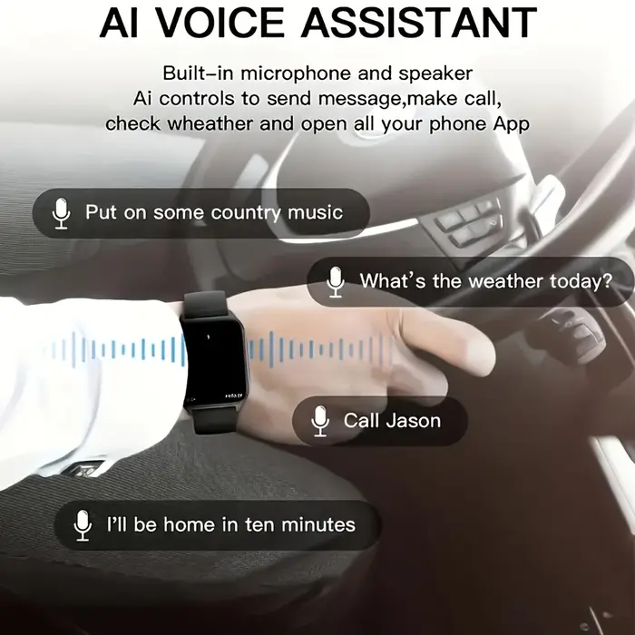 Montre connectée de 1,83 pouce pour hommes et femmes - Montre avec appels sans fil, notification de messages via application, calculatrice, réveil