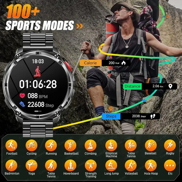 2026 nouveau T-Rex3 Pro 1100mAh batterie montre intelligente GPS chemin 5ATM étanche sport course tracker extérieur boussole militaire Smartwatch