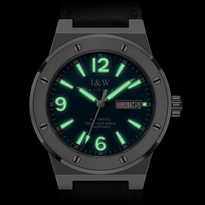 IW argent bleu hommes montres 5Bar étanche lumineux mode montre automatique
