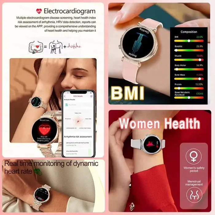 Montre connectée ECG PPG pour femmes