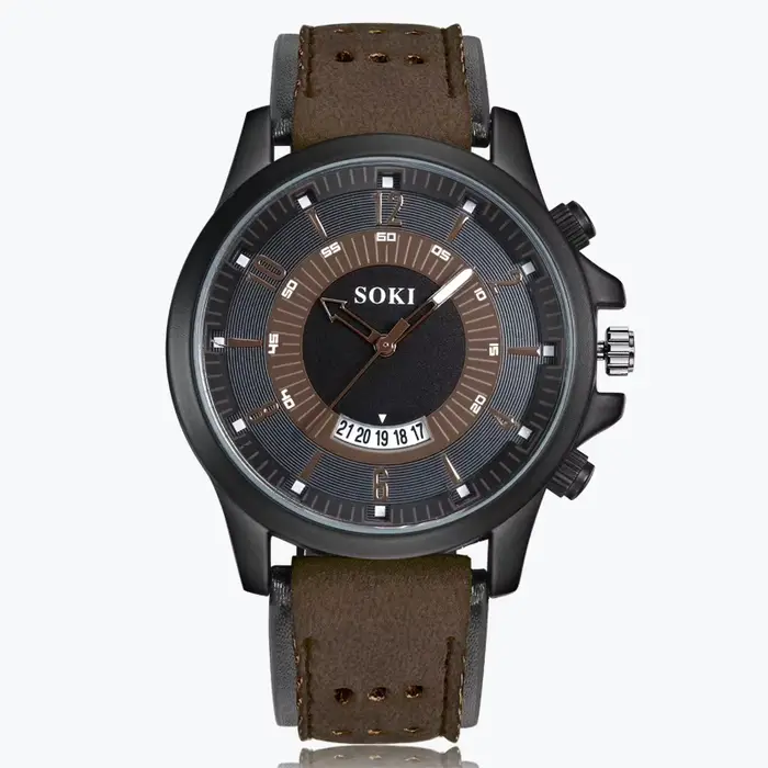 SOKI Sport hommes montre en cuir militaire mode montres pour hommes calendrier Date Simple offres sp