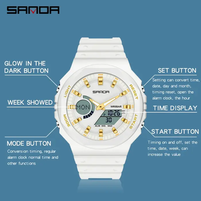 SANDA montres de sport de plein air hommes Ms LED
