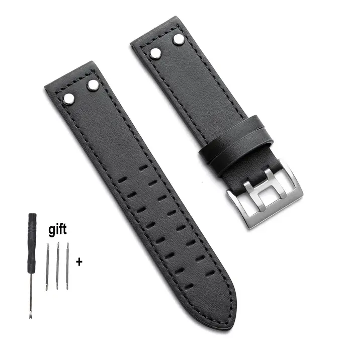 Bracelet de montre en cuir véritable vintage 20 mm 22 mm, noir et marron, universel pour Hamilton, p