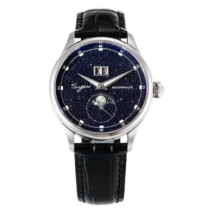 Sugess montre pour hommes édition limitée phase de lune boîtier en acier inoxydable 316L Tianjin ST2528 mouvement