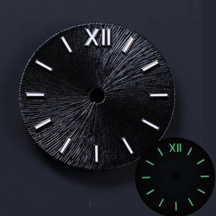 Cadran de montre de style nouveau avec luminescence bleu glace vert