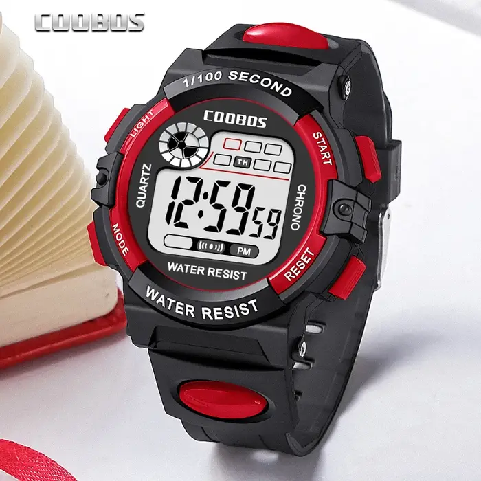 Montres pour enfants de la marque COOBOS, montres numériques à LED pour enfants, montres de sport pour garçons, montres multifonctionnelles pour étudiants, montres-bracelets, montres pour enfants.