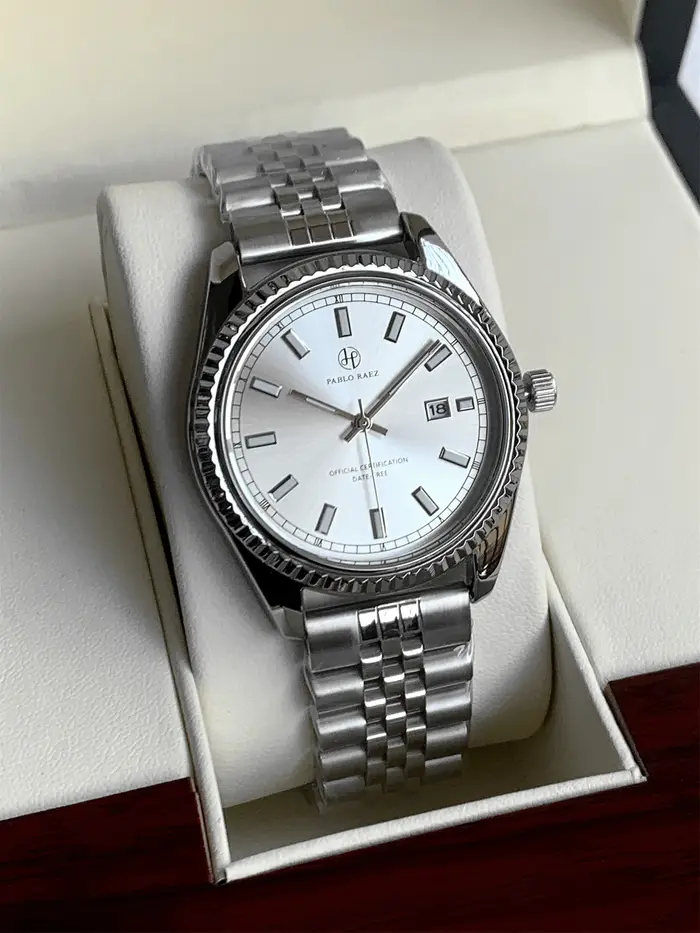 PABLO RAEZ élégant homme argent montre-bracelet lumineux SUS304 acier haute qualité montre de luxe étanche mode horloge hombre Reloj