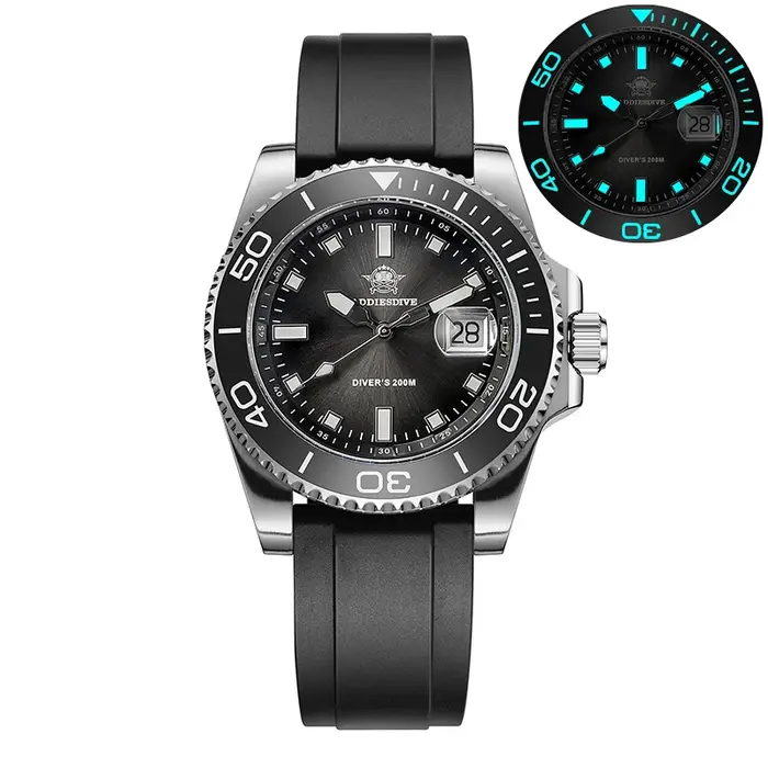 ADDIESDIVE Montre pour homme, montre de plongée à quartz en acier inoxydable, 200M, super lumineuse,