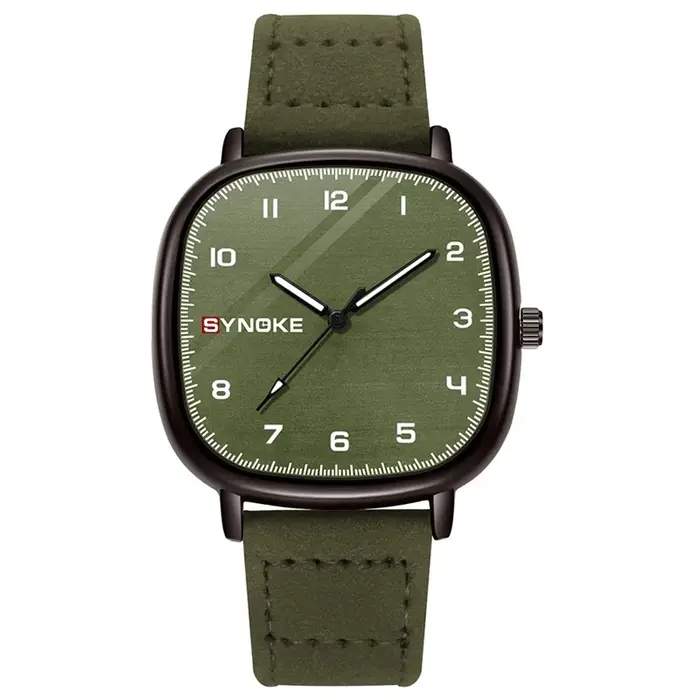 Synoke-Montre à quartz avec bracelet en cuir pour homme