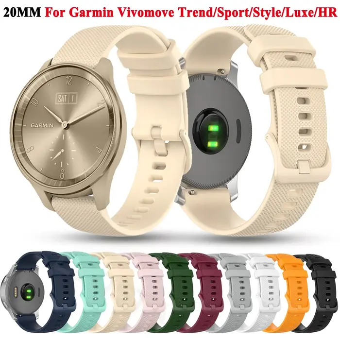 Bracelet de montre en Silicone 20mm pour Garmin Vivomove tendance/Sport/Style/Luxe/HR