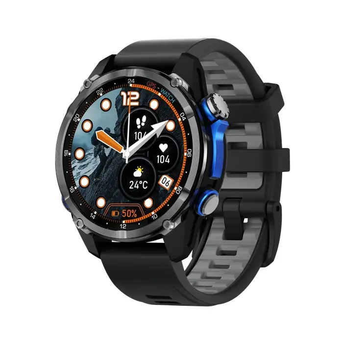 Montre connectée AMOLED avec suivi de route GPS, carte hors ligne, boussole, suivi d'activité physiq