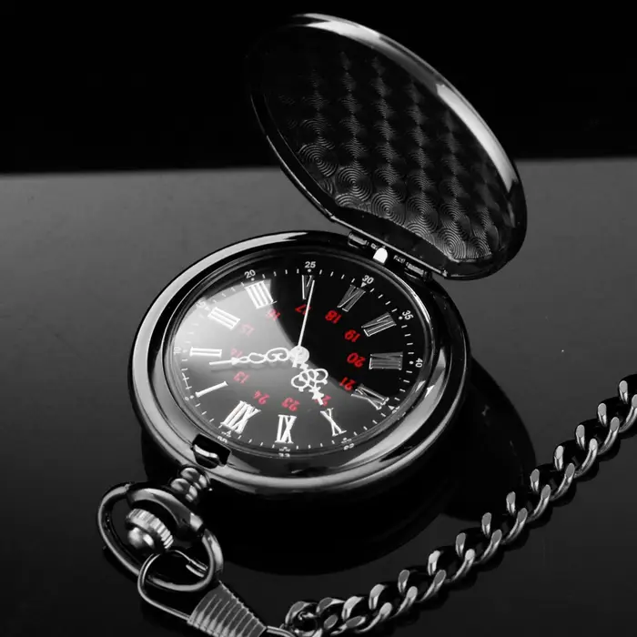 Montre de poche classique en acier poli à quartz pour homme, cadeau idéal
