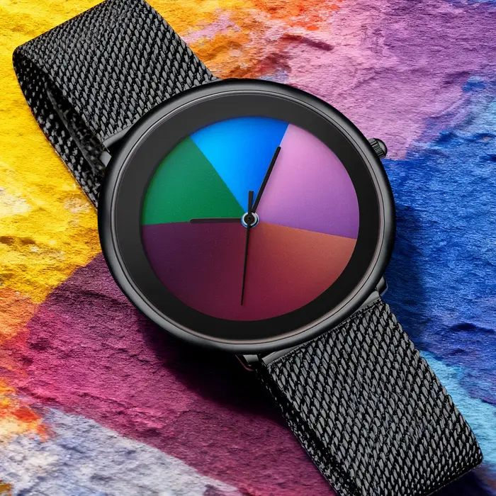 Montre Femme LIGE 2026 Unique, Cadran à Couleurs Changeantes, Montre Décontractée à Rayures, Bracelet en Maille, Étanche, Quartz