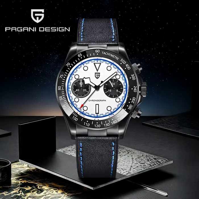 Montres Pagani Design Panda 2026, chronographe haut de gamme pour hommes d'affaires, miroir saphir, mouvement quartz VK64, montre sportive étanche pour hommes.