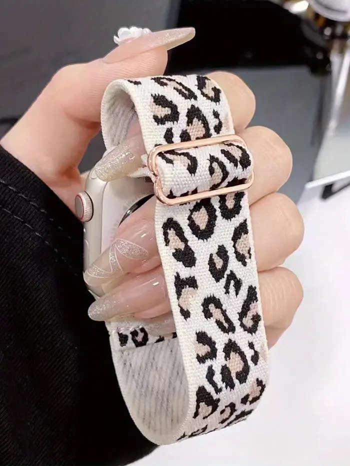 Bracelet en nylon imprimé léopard chic pour Apple Watch série 9/8/7/6/5/4/3/2/SE