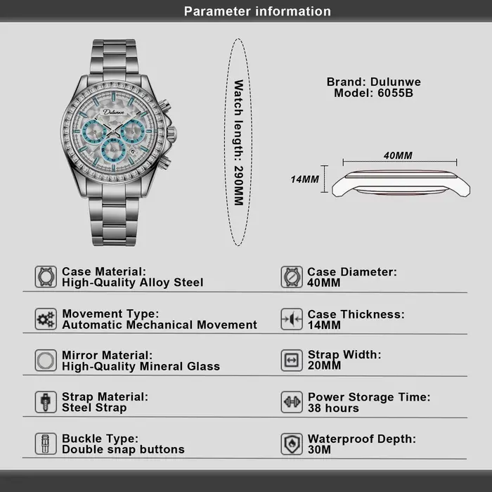 Montre de luxe en diamant pour homme