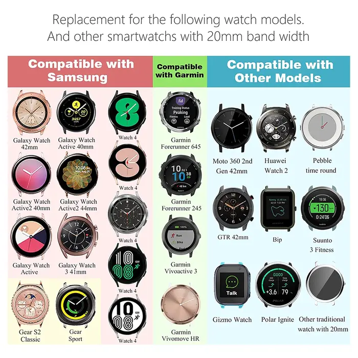 Pour Samsung Galaxy Watch 6/5/4 40/44mm bandes/Active 2 montre 4 42/46mm bande femmes