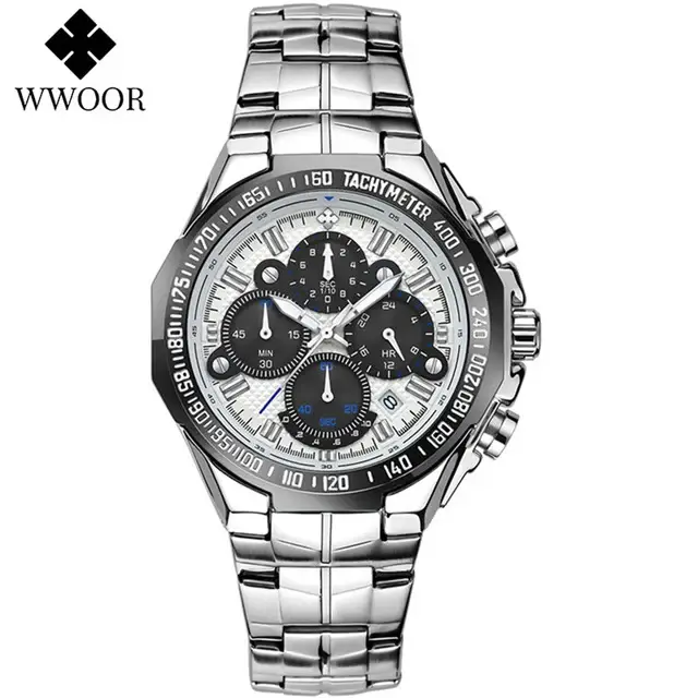 WWOOR-Montre-bracelet chronographe dorée pour homme, grande marque de luxe, 2024