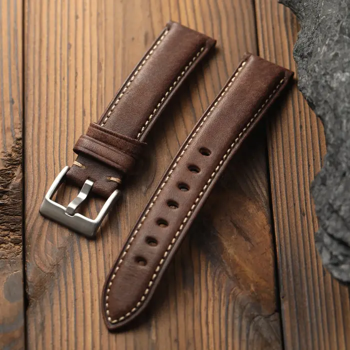 Bracelet de montre en cuir italien fait main, 18 19 20 21 22MM, style vintage luxueux, cuir de vache