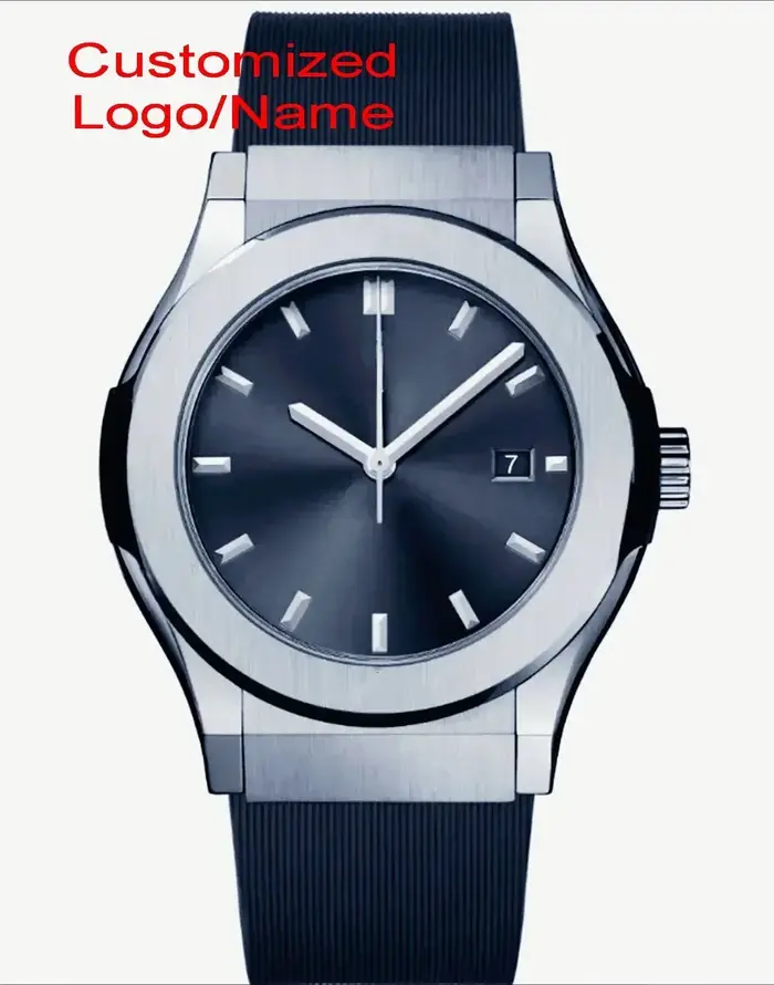 Montre mécanique pour homme 2026, or rose tendance, 42 mm, mouvement automatique, bracelet en caoutchouc bleu et noir