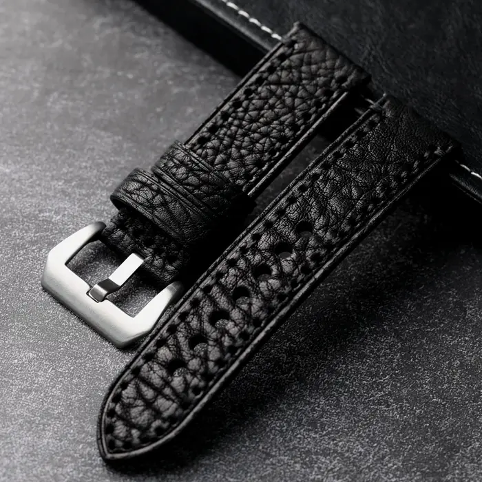 Bracelet de montre en cuir de bison nord-américain fait à la main pour homme
