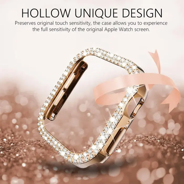 Étui creux en diamant scintillant pour Apple Watch