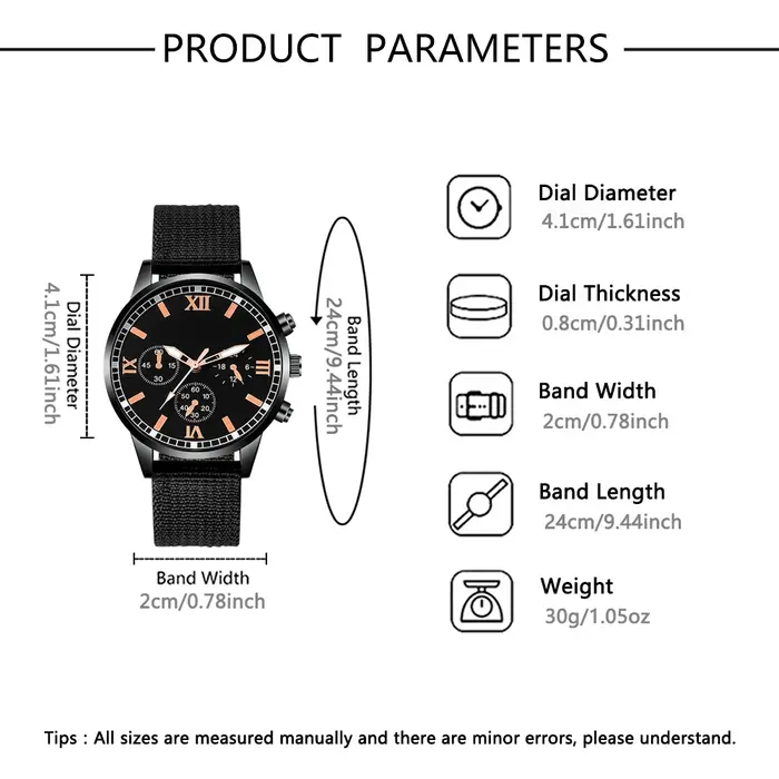 Ensemble de 4 pièces comprenant une montre pour homme et des accessoires, au style à la fois élégant et décontracté, avec un design tendance, ce qui en fait un cadeau idéal.