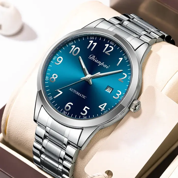 Dianpai nouvelle montre mécanique entièrement automatique originale en acier inoxydable minimaliste
