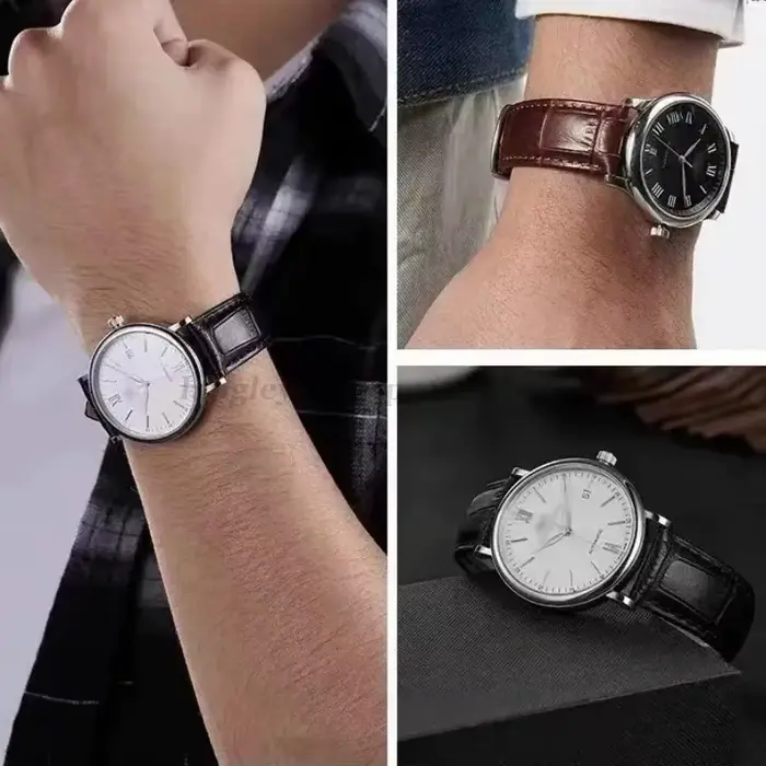 Bracelet de montre en cuir véritable avec boîte