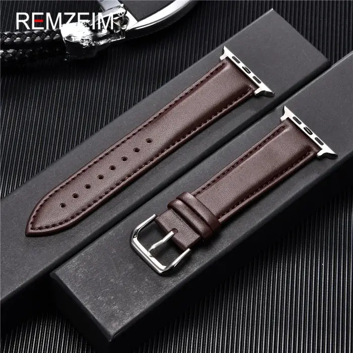 Bracelet de montre en cuir véritable de veau 38mm 40mm 41mm pour iwatch 8 7 6 5 4 3 SE remplacer bra