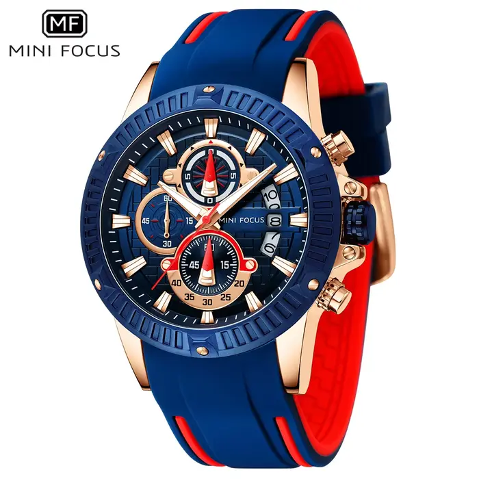 Top marque MINI FOCUS montre pour hommes bracelet en Silicone étanche Quartz chronographe