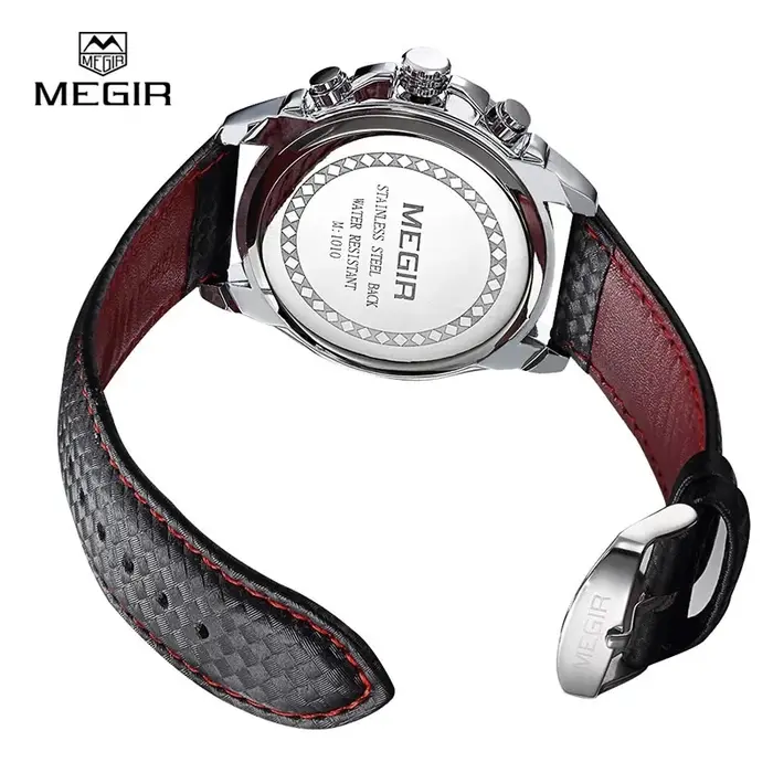 Montre à quartz pour homme MEGIR 1010 avec bracelet en cuir