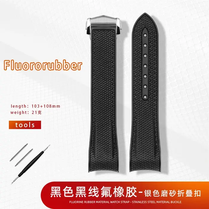 Bracelet de montre en caoutchouc fluoré pour Omega Planet Ocean 600 quarts Orange 21mm FMK
