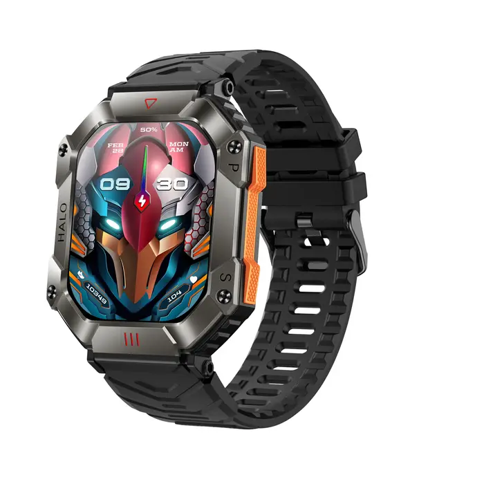 Montre intelligente extérieure cadre métallique militaire appels Bluetooth 2.0 "HD longue durée étan