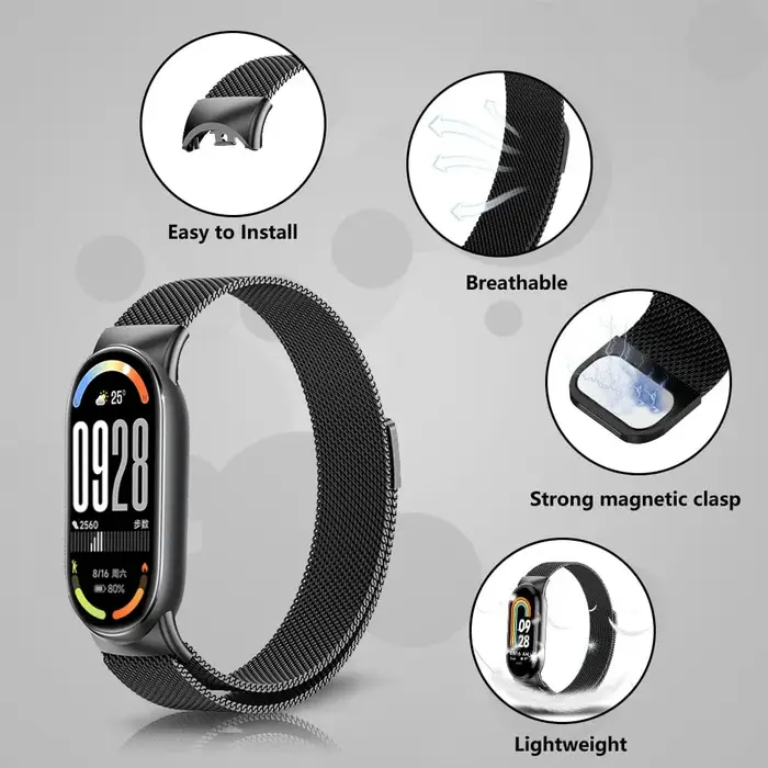 Bracelet à boucle milanaise pour Xiaomi Band 10