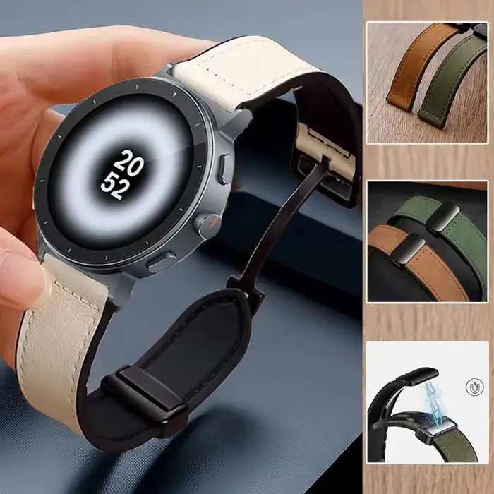 Bracelet magnétique en cuir et Silicone de 22mm
