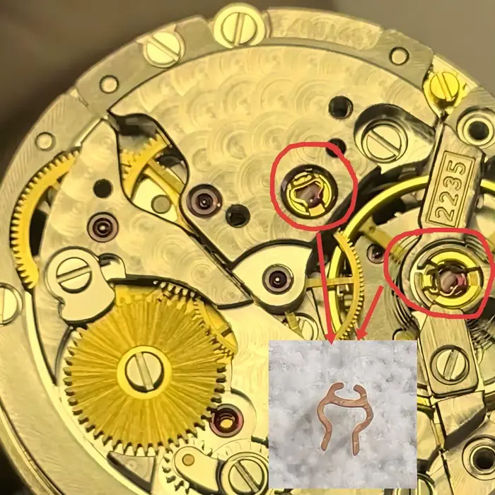 Accessoires de montre : ressort antichoc pour mouvements 2235 et 2135