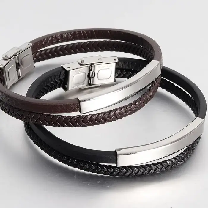 Bracelet multicouche en cuir pour hommes