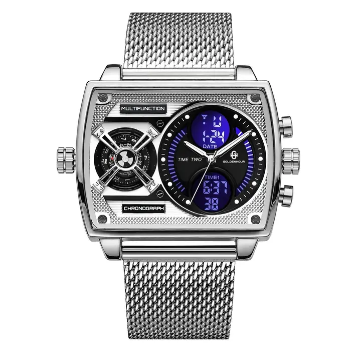 GOLDENHOUR Montre de luxe dorée pour homme