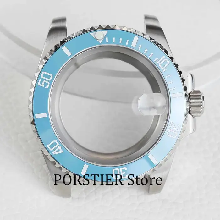 Boîtier de montre à lunette en céramique bleu glacier